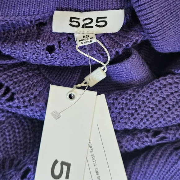 525 America Petal stitch pullover pointelle crochet knit top openwork - Picture 8 of 8